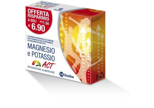 Magnesio e Potassio Act integratore di sali minerali 14 bustine