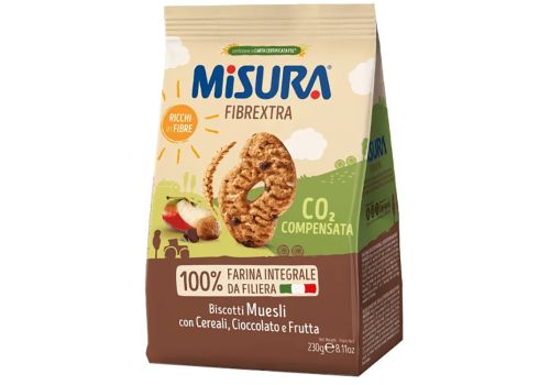 Misura Fibrextra biscotti muesli con cereali frutta e cioccolato ricchi in fibre 230 grammi
