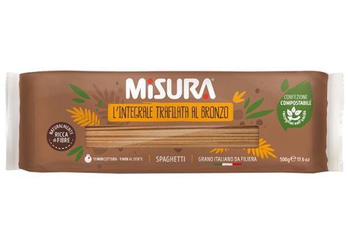 Misura spaghetti integrali di grano duro italiano trafilati al bronzo 500 grammi