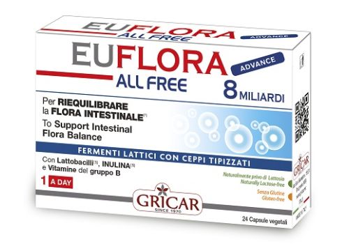 Euflora Advance All Free integratore per l'equilibrio della flora batterica intestinale 24 capsule