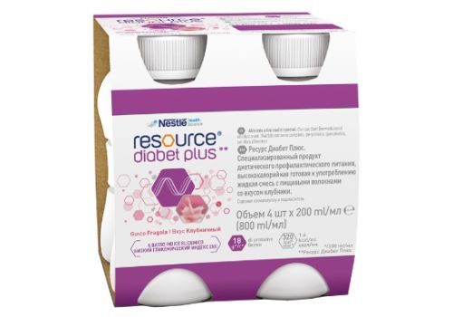 Resource Diabet Plus Fragola bevanda iperproteica 4 x 200ml