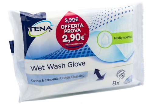 TENA WET WASH GLOVE 8PZ