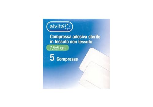 Alvita garza adesiva sterile in tessuto non tessuto 7,2x5cm 5 pezzi