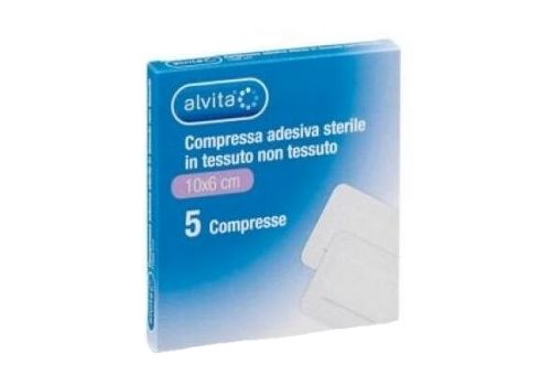 Alvita garza adesiva sterile in tessuto non tessuto 10x6cm 5 pezzi