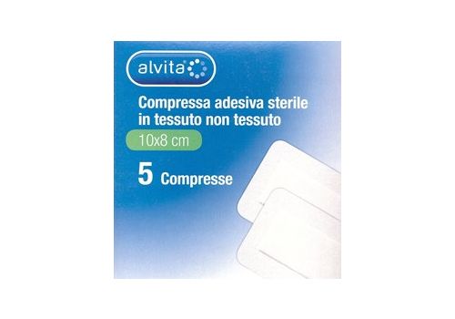 Alvita garza adesiva sterile in tessuto non tessuto 10x8cm 5 pezzi