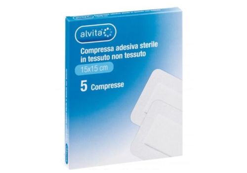 Alvita garza adesiva sterile in tessuto non tessuto 15x15cm 5 pezzi