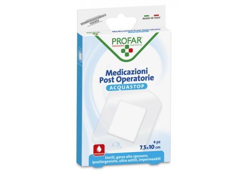 Profar medicazioni post operatorie Acquastop cerotti impermeabili 7,5 x 10cm 4 pezzi
