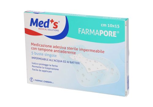 Meds Farmapore medicazione adesiva sterile impermeabile con tampone antiaderente 10x15cm 5 pezzi