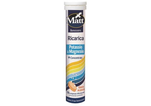 Matt Ricarica magnesio e potassio integratore di Sali minerali 20 compresse effervescenti