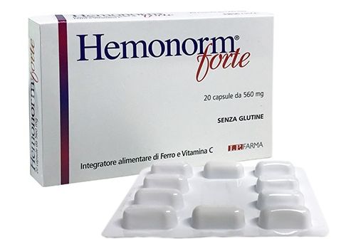 Hemonorm Forte integratore a base di ferro e vitamina C 20 capsule