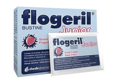 Flogeril Junior gusto fragola integratore ad azione antinfiammatoria 20 bustine
