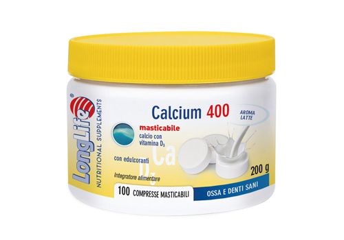 Longlife Calcium 400 integratore per l’apparato muscolo-scheletrico 100 compresse masticabili