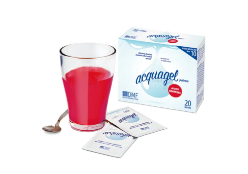 Acquagel granatina acqua gelificata in polvere per pazienti con disturbi della deglutizione 20 bustine x 5 grammi