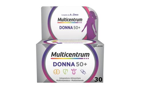 Multicentrum Donna 50+ Integratore Alimentare Multivitaminico Multiminerale Calcio Ferro Zinco 30 compresse