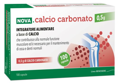 Nova Calcio Carbonato integratore per la funzione muscolare e per il benessere delle ossa 100 capsule