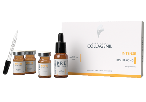 Collagenil Intense Resurfacing peeling combinato al collagene 3 flaconcini 5ml con soluzione detergente 15ml
