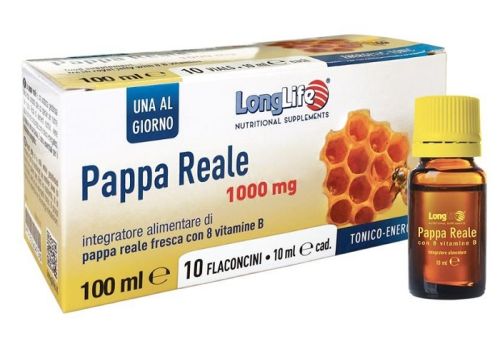 Longlife pappa reale 1000mg integratore di pappa reale fresca con vitamina B 10 flaconcini da 10ml