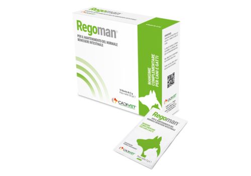 Regoman mangime complementare per la funzione intestinale di cani e gatti 10 bustine
