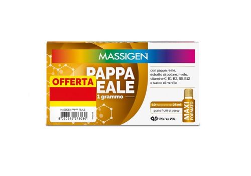 Massigen Pappa Reale integratore per energia e vitalità 10 flaconcini da 25ml