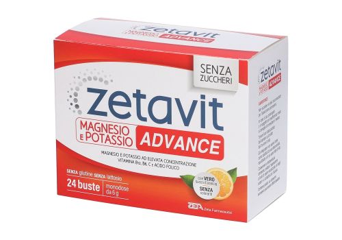Zetavit magnesio e potassio advance 24 bustine monodose da 6 grammi gusto arancia