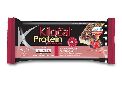 Kilocal Protein barretta con cioccolato bianco e frutti rossi ad alto contenuto proteico 40 grammi
