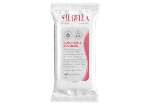 Saugella Poligyn Comfort & Sollievo salviette detergenti per la donna in menopausa 15 pezzi