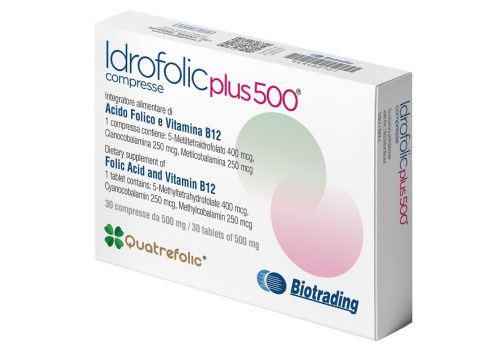 Idrofolic plus 500 integratore di acido folico e vitamina B12 30 compresse