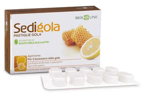 Sedigola integratore per il benessere della gola gusto miele eucalipto 20 pastiglie