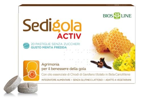 Sedigola Activ integratore per il benessere della gola gusto menta fredda 20 pastiglie