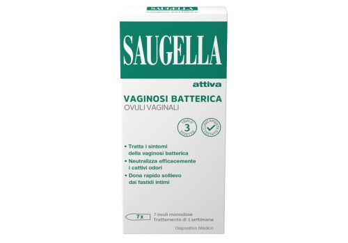 Saugella Attiva equilibrio pH e sollievo da vaginosi batterica 7 ovuli vaginali