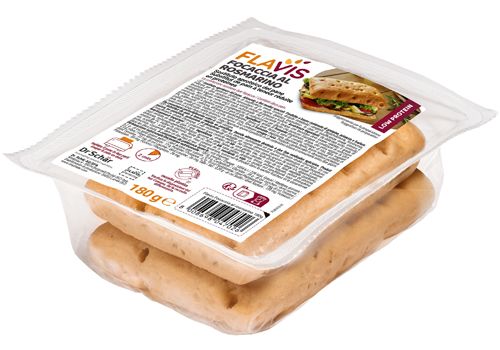 Flavis focaccia al rosmarino sostituta aproteica del pane 2 pezzi 180 grammi