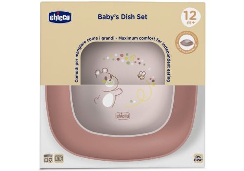 Chicco Set Piatti ciotola + piatto piano 12m+ rosa