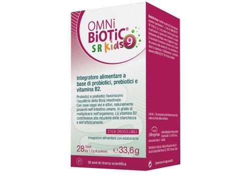 Omni Biotic SR 9 Kids integratore a base di probiotici e prebiotici con vitamina B2 28 stick