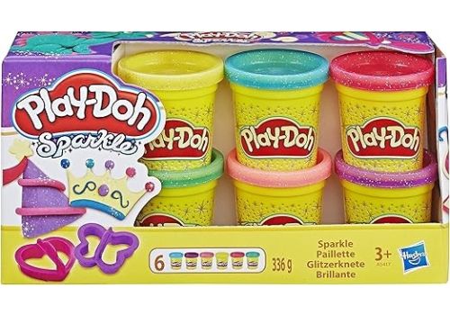 Hasbro Play-Doh Sparkle plastilina con brillantini colori assortiti 6 vasetti