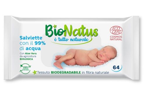 Bionatus Salviette 99% acqua con aloe vera 64 pezzi