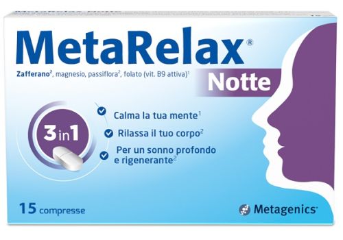 MetaRelax Notte integratore per rilassare mente e corpo e favorire il riposo notturno 15 compresse