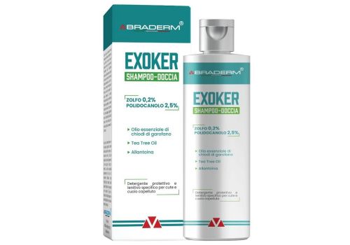 Exoker shampoo doccia detergente protettivo lenitivo per cute e cuoio capelluto 150ml