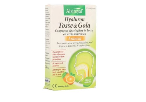Alsiroyal Hyaluron tosse&gola dispositivo medico contro la tosse secca 30 compresse