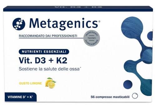 Metagenics Vit. D3 + K2 integratore per la saluta delle ossa gusto limone 56 compresse masticabili