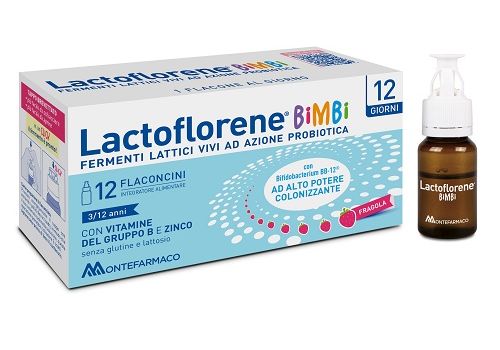 Lactoflorene Bimbi fermenti lattici vivi ad azione probiotica 12 flaconcini gusto fragola