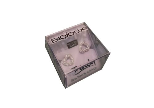 Biojoux White Crystal Heart orecchini anallergici in acciaio chirurgico
