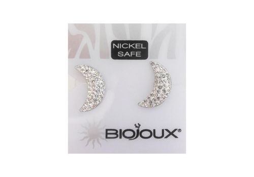 Biojoux White Crystal Moon orecchini anallergici in acciaio chirurgico