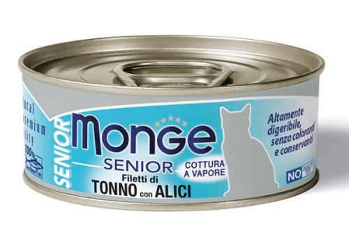 Monge Senior filetti di tonno con alici lattina 80 grammi