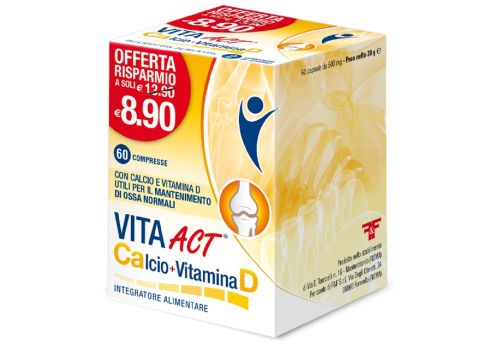 Vita Act Calcio+Vitamina D integratore per il benessere delle ossa 60 compresse