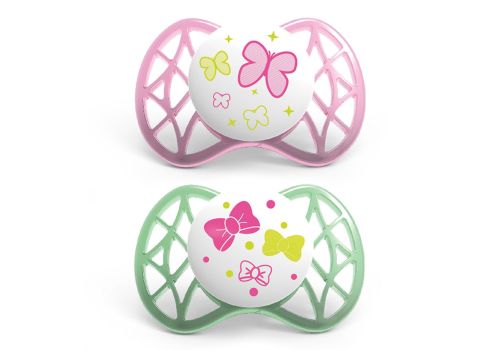 Nuvita succhietto con tettarella simmetrica 0mesi+ rosa e verde 2 pezzi