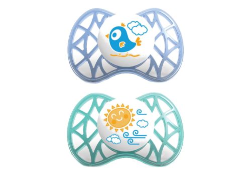 Nuvita succhietto con tettarella simmetrica 6mesi+ blu e tiffany 2 pezzi