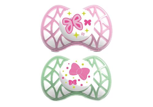 Nuvita succhietto con tettarella simmetrica 6mesi+ rosa e verde 2 pezzi
