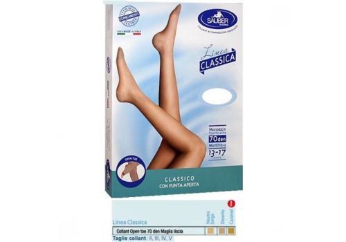Sauber Linea Classica 13-17mmhg collant maglia liscia a punta aperta 70 denari colore neutro taglia 2