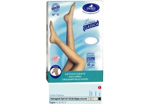 Sauber Linea Classica 18-22mmhg autoreggente microrete a punta aperta 140 denari colore neutro taglia 3