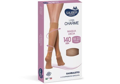 SAUBER GAMBALETTO COMPRESSIONE GRADUATA MAGLIA LISCIA 140DEN 18-22MMHG TG.2 CAMEL
